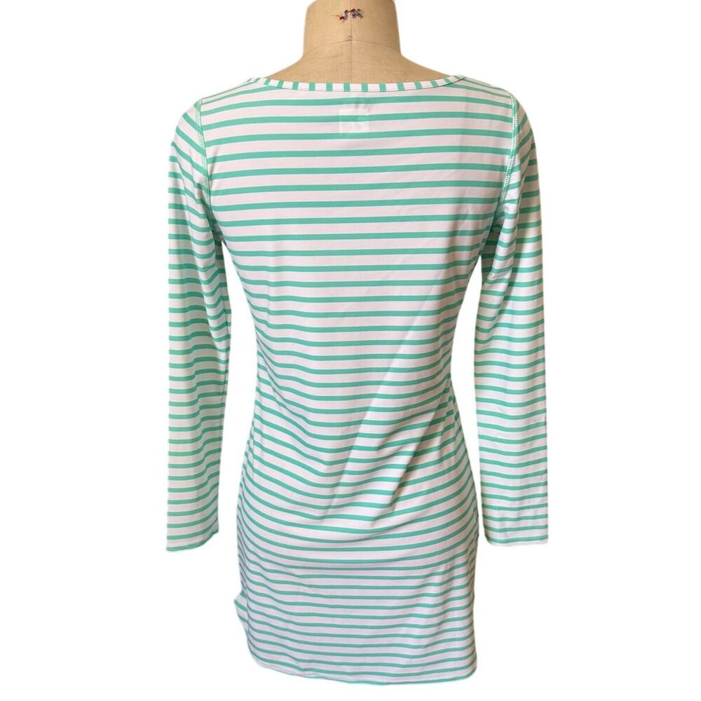 Cabana Life Shift Dress UPF 50+ Green Stripe Zipper Cover Up Size Small - Picture 3 of 6